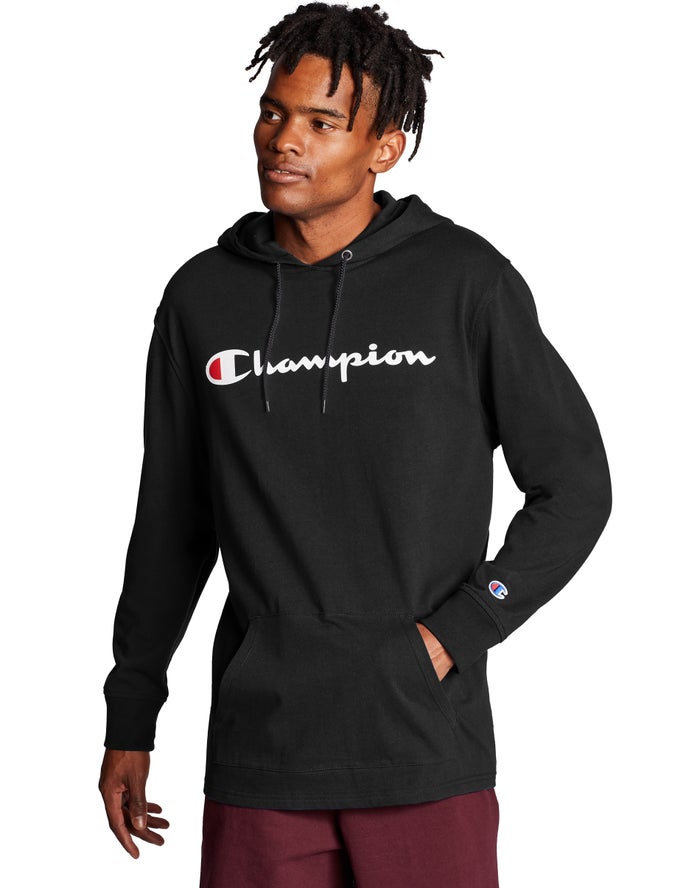 Champion Middleweight Erkek Kapşonlu Sweatshirt Siyah ( XOQPJG249 )